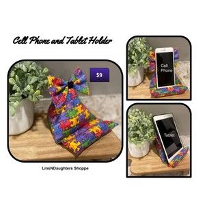 Pillow Cell Phone or Tablet Holder Autism Awareness